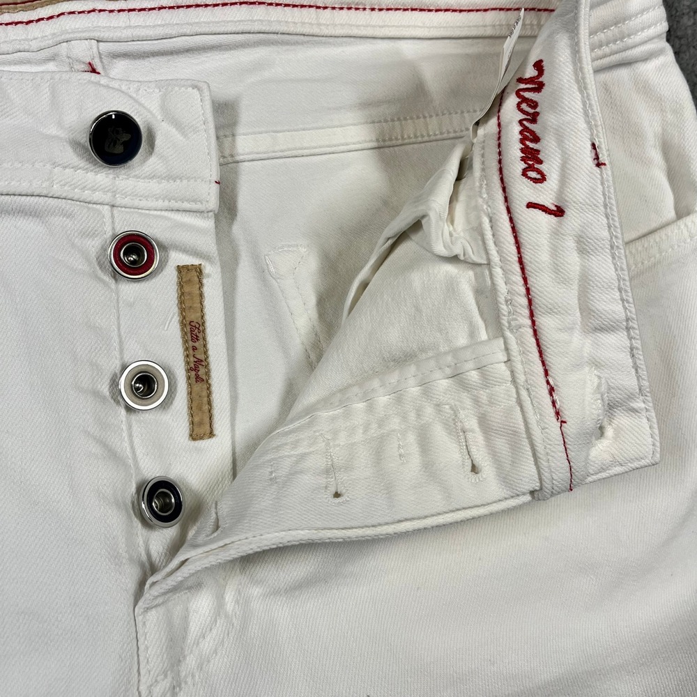 Marco Pescarolo Nerano Denim Jeans Napoli 1 White Mens 54 Made in Italy 39J16 - Picture 3 of 14